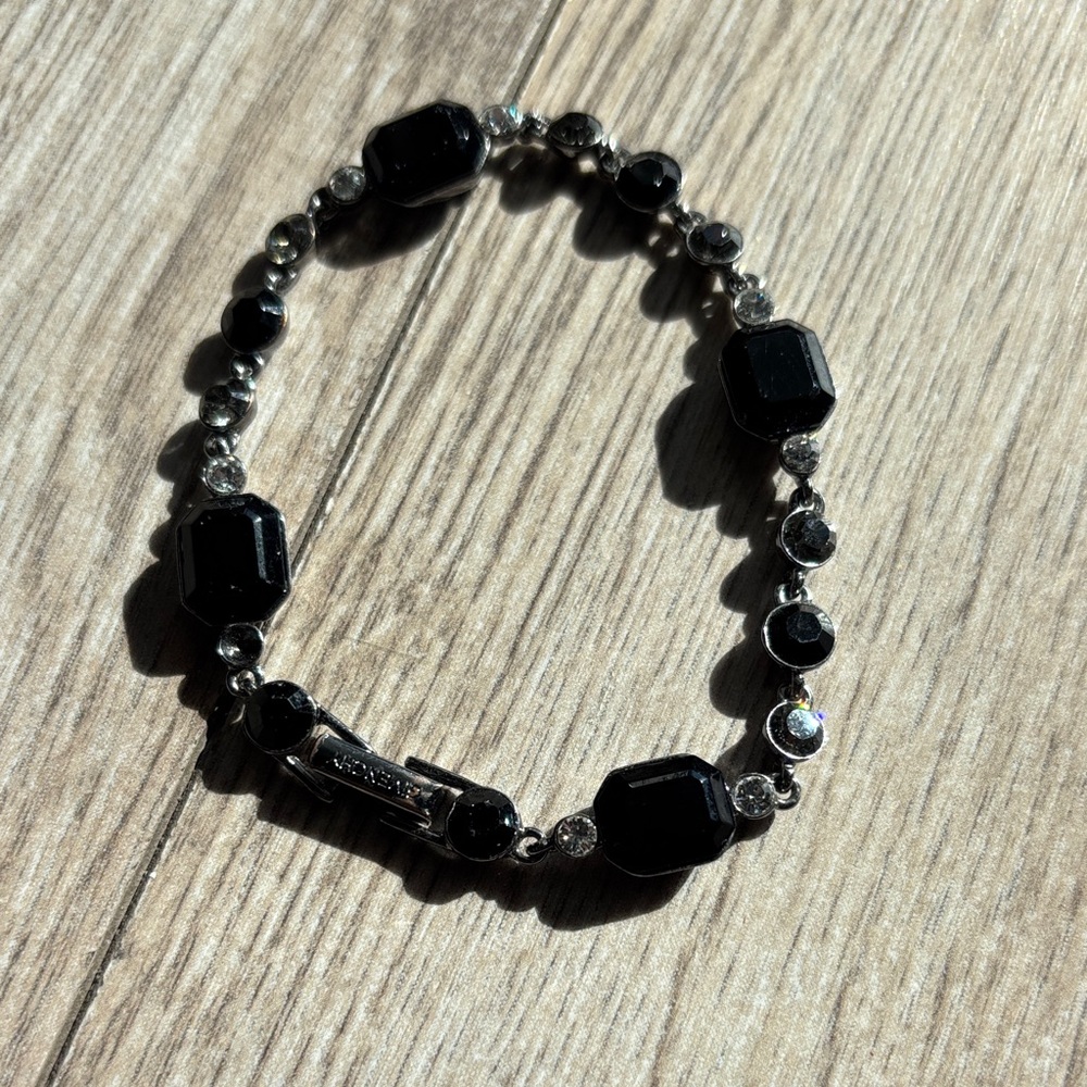 Vintage Givenchy Black and Silver Beaded Bracelet